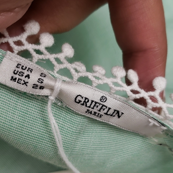 Blouse grifflin paris long sleeve green blouson - Picture 6 of 8